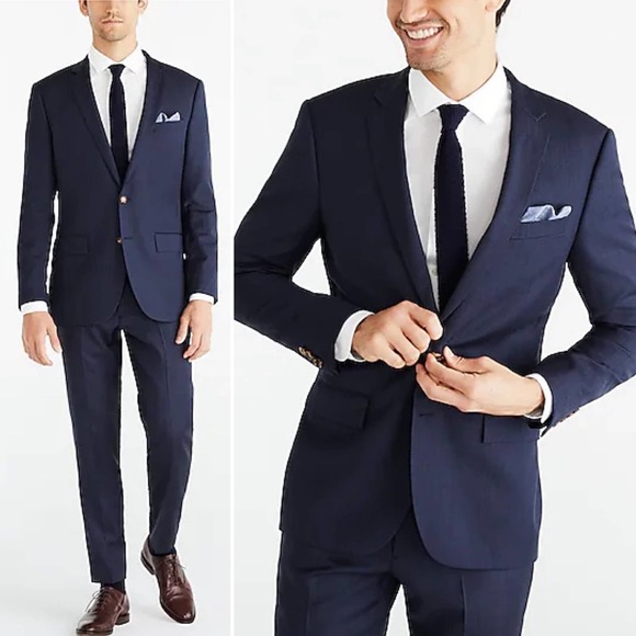 J. Crew Other - J. Crew Men Thompson 2 Button Suit Jacket Blue Wool Notch Lapel Slim Fit 40R New